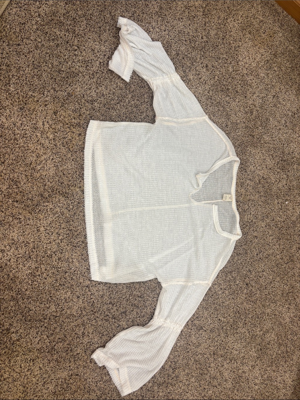 Preloved We The Free White Open-Knit Off-Shoulder Sweater